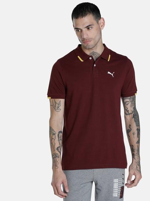 puma aubergine slim fit printed polo t-shirt