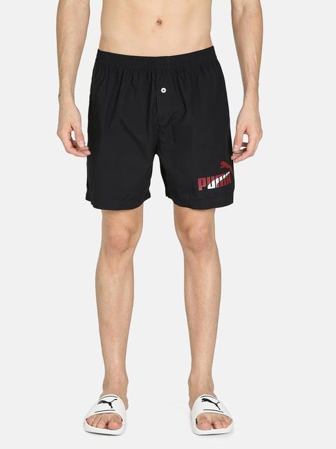 puma basic black cotton regular fit printed boxers