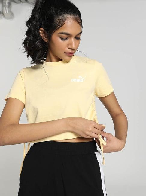 puma beige cotton logo print crop top