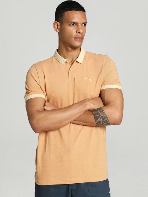 puma beige cotton slim fit polo t-shirt