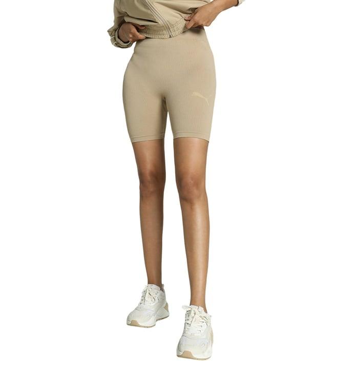 puma beige dare to muted motion prairi tight fit biker shorts