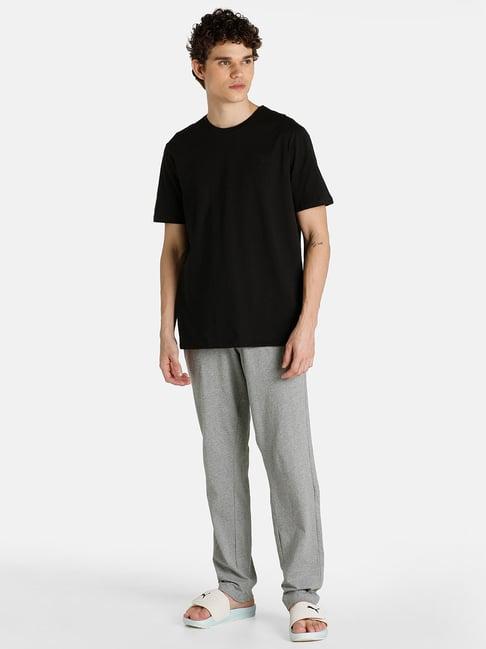 puma black & grey regular fit t-shirt & trackpants set