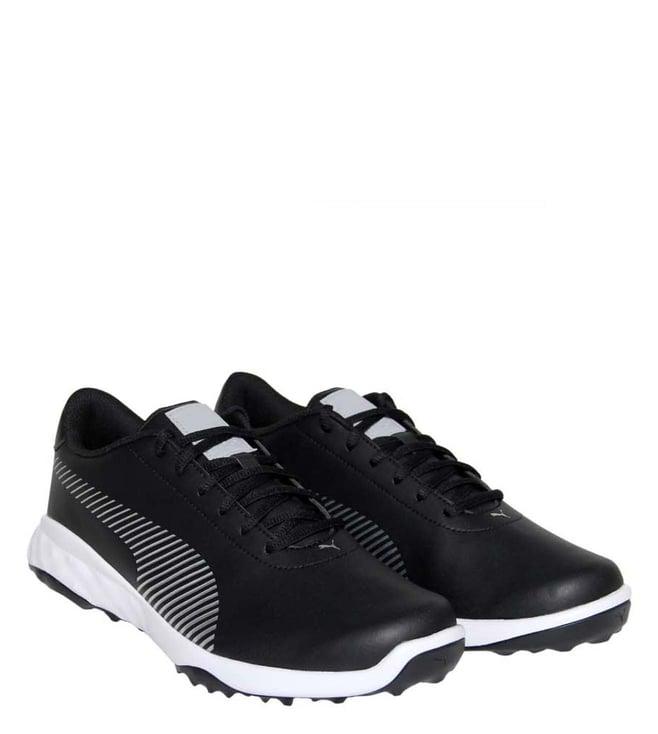 puma black & silver golf grip fusion pro men sneakers