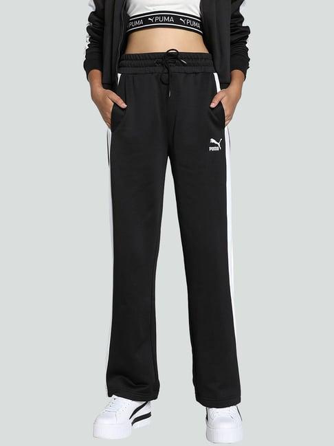 puma black & white mid rise sports track pants