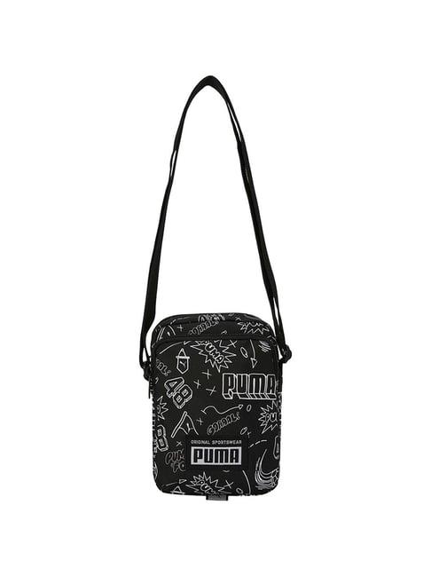 puma black-b&w graphic aop printed cross body bag