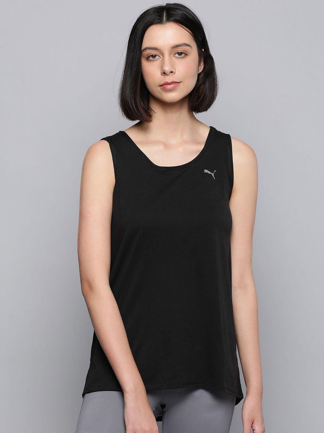 puma black brand logo print sleeveless tank yoga top