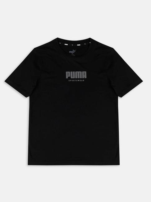 puma black cotton logo print t-shirt