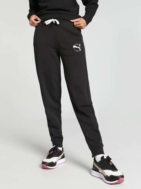 puma black cotton mid rise sweat pants