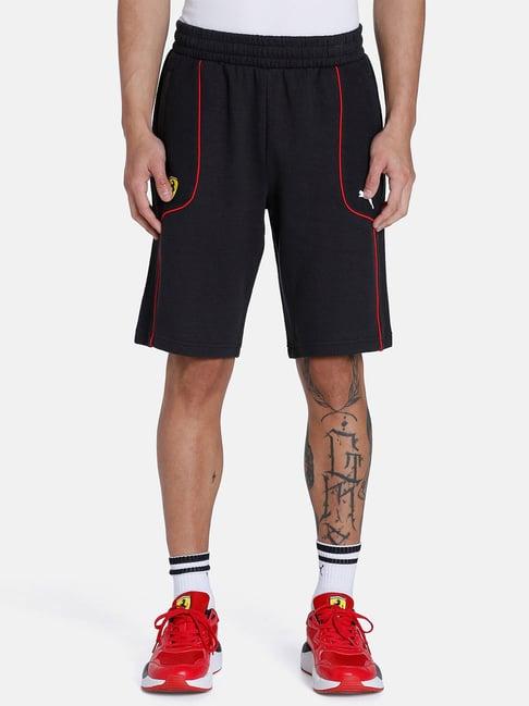 puma black cotton regular fit shorts