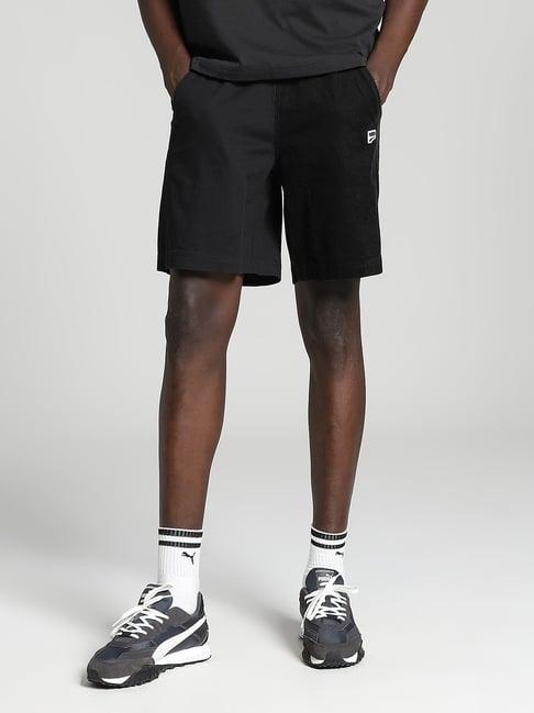 puma black cotton relaxed fit shorts