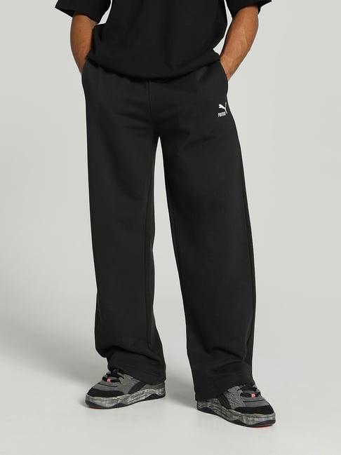 puma black cotton relaxed fit sports trackpants