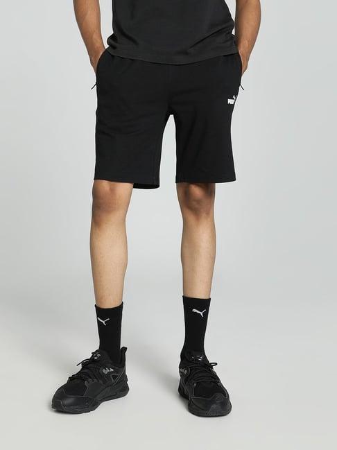 puma black cotton slim fit sports shorts