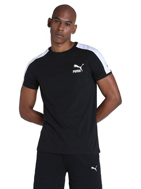 puma black cotton slim fit t-shirt