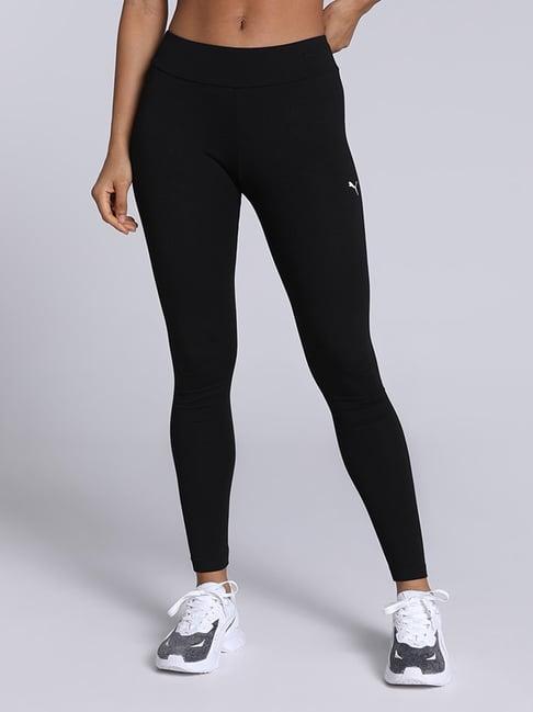 puma black cotton training leggings