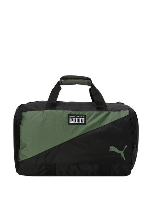 puma black-deep lichen green color block duffle bag