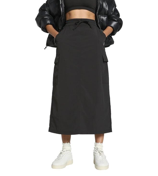 puma black downtown regular fit cargo midi skirt