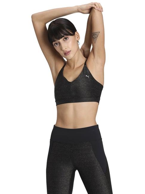 puma black full coverage sports bra