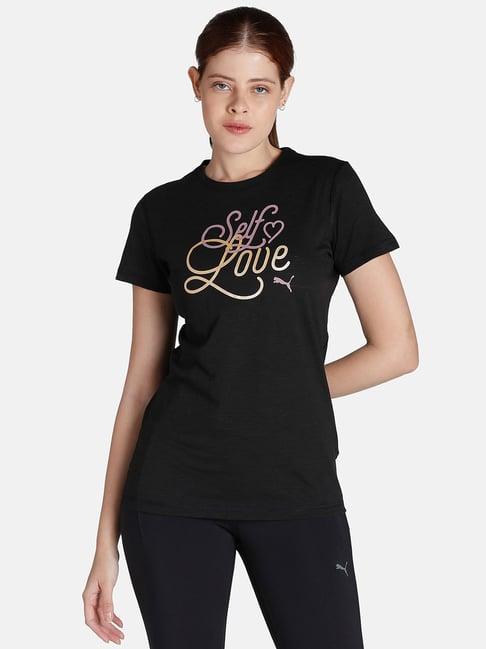 puma black graphic print running favorites t-shirt