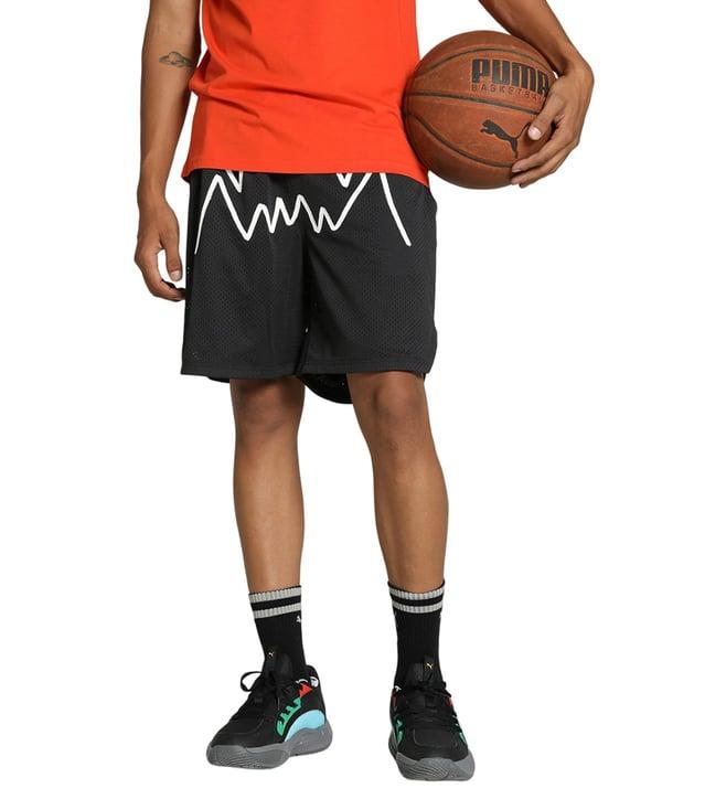 puma black jaws core printed regular fit shorts