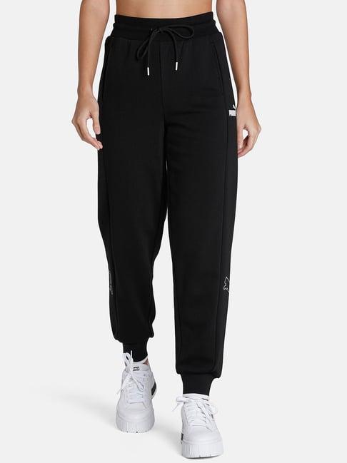 puma black logo print high rise joggers