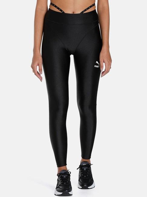 puma black logo print high rise tights