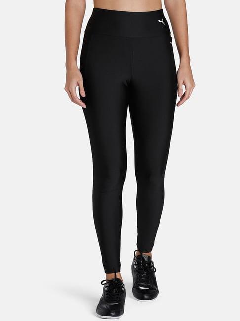 puma black logo print mid rise tights