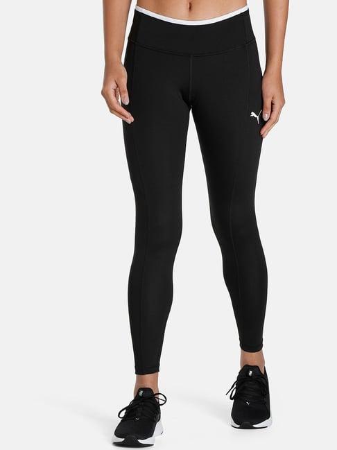 puma black logo print mid rise tights