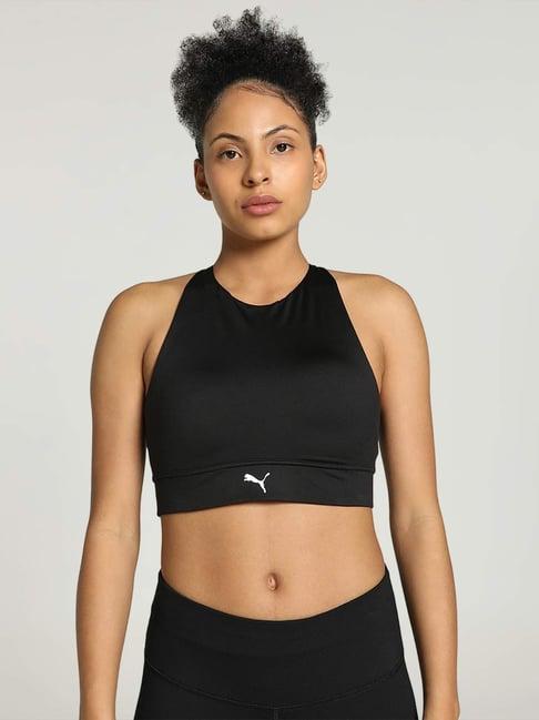 puma black logo print sports bra