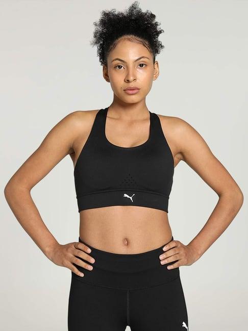 puma black logo print sports bra