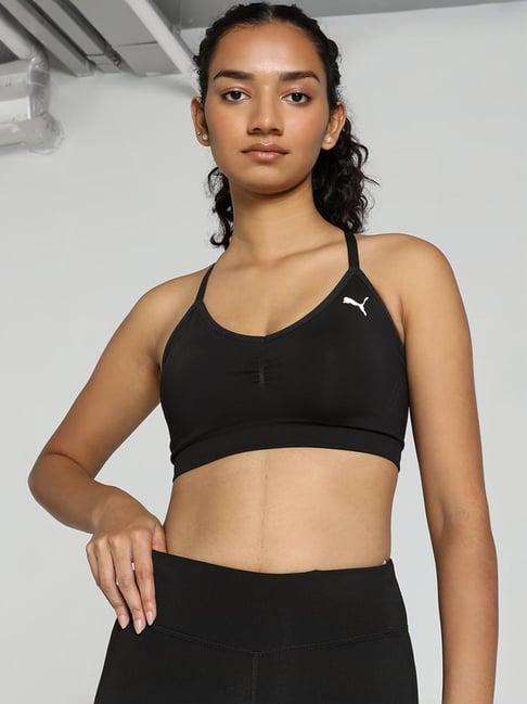 puma black logo print sports bra