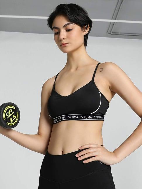 puma black logo print sports bra