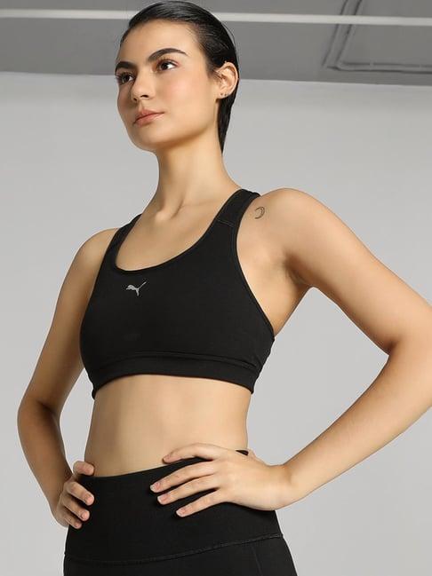 puma black logo print sports bra