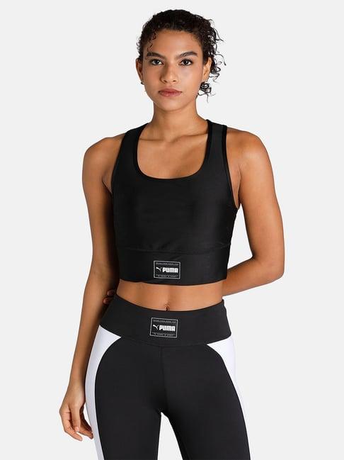 puma black logo print sports bra