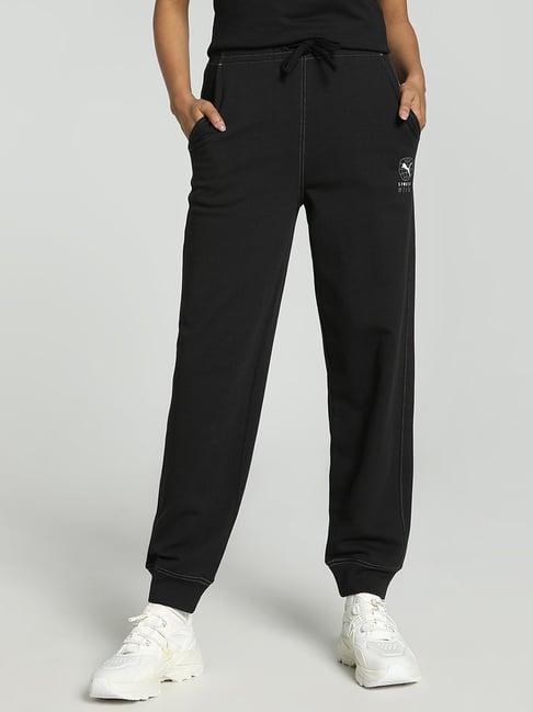 puma black logo print sports joggers