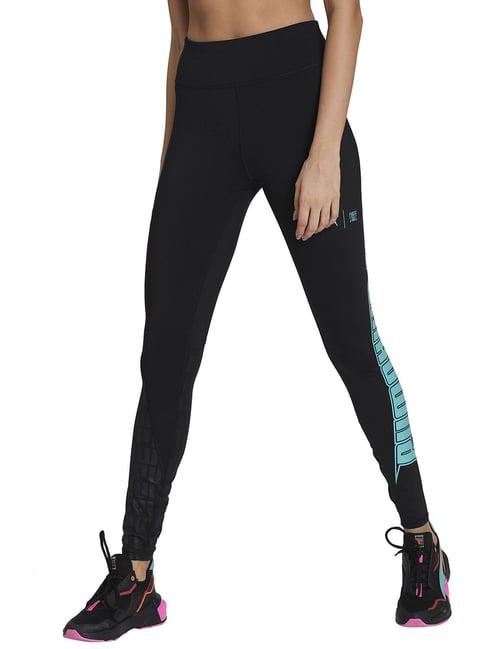 puma black logo print sports tights