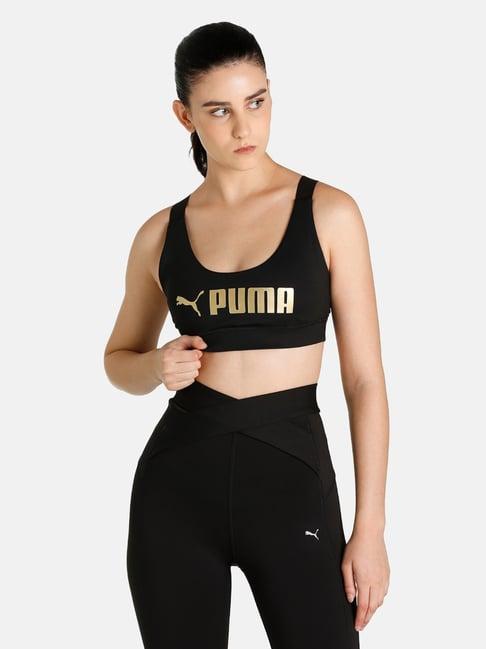 puma black logo sports bra