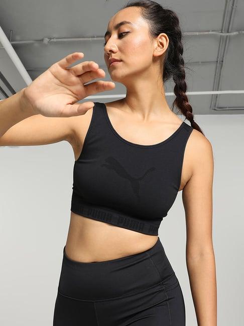 puma black logo training crop top