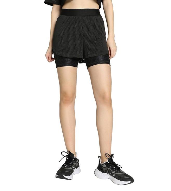 puma black mesh 2:1 printed regular fit shorts