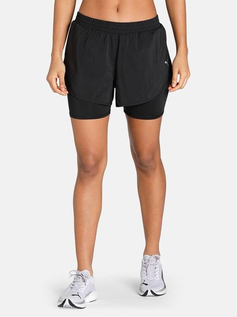 puma black mid rise shorts