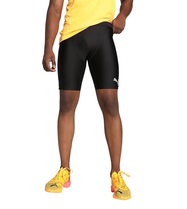 puma black performance run elite printed skinny fit running short tights