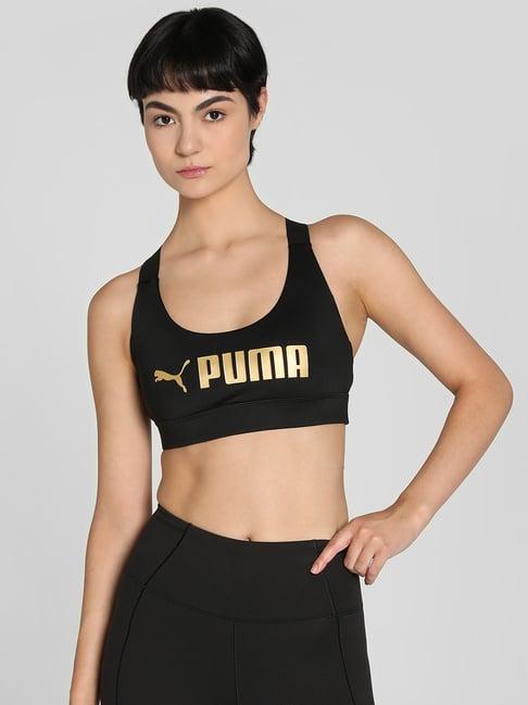 puma black printed sports bra