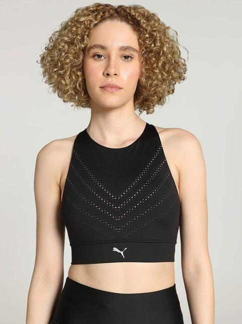 puma black printed sports bra