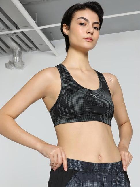 puma black printed sports bra