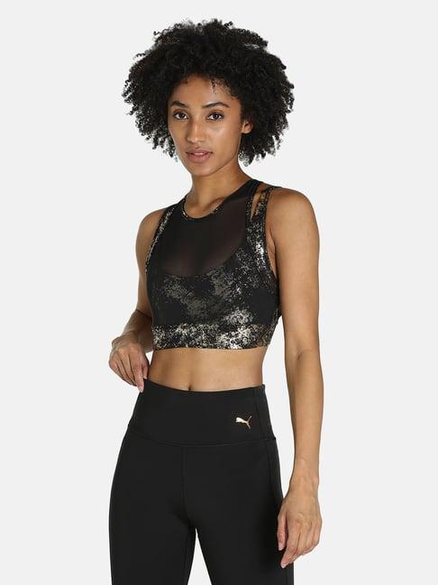 puma black printed sports bra