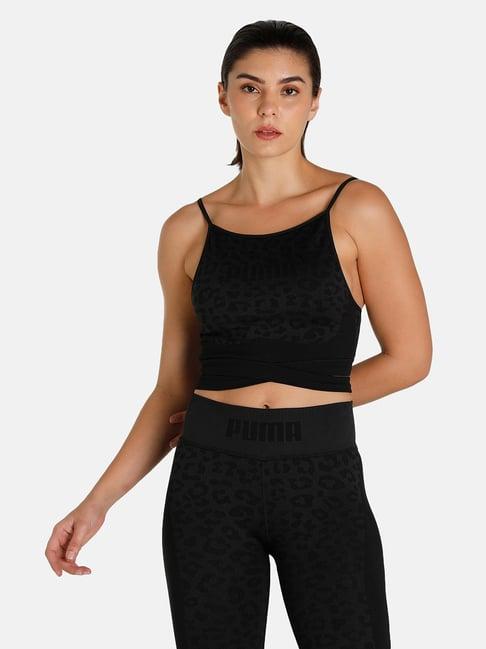 puma black printed sports bra