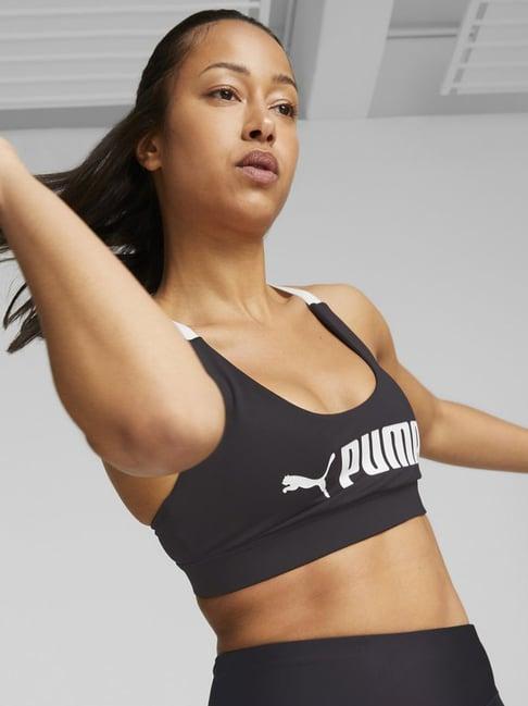 puma black printed sports bra