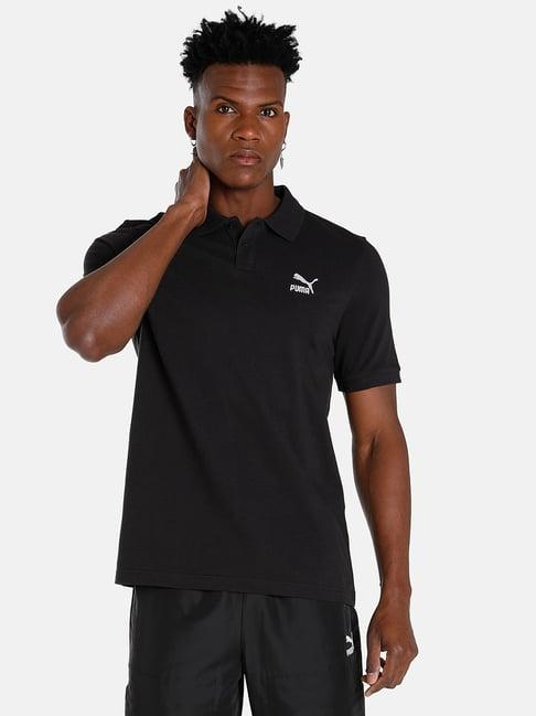 puma black regular fit polo t-shirt