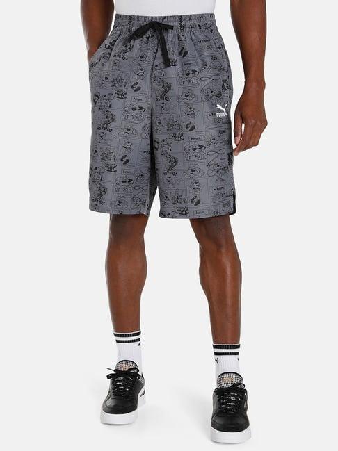 puma black regular fit printed shorts