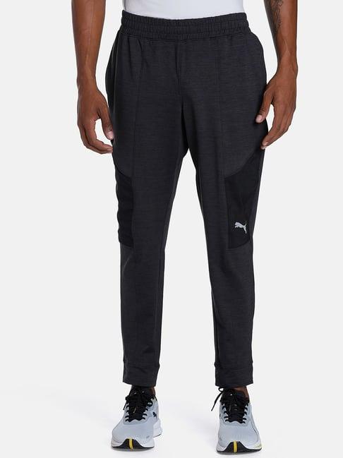 puma black regular fit printed sports trackpants