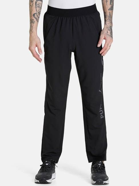 puma black regular fit printed track pants